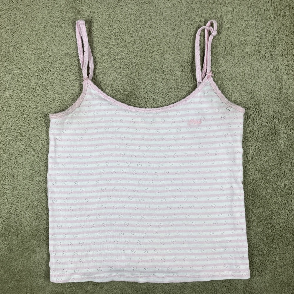 Women's Victoria's Secret PINK Tank Top Logo Bow Small Cropped 2010's